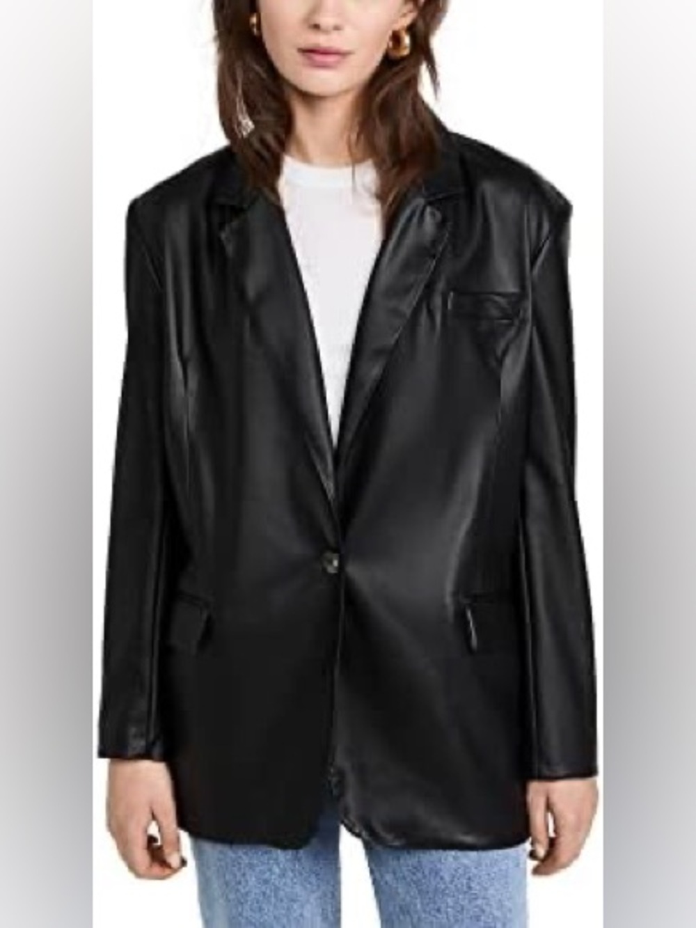 Blank NYC Black Faux Leather Blazer Jacket